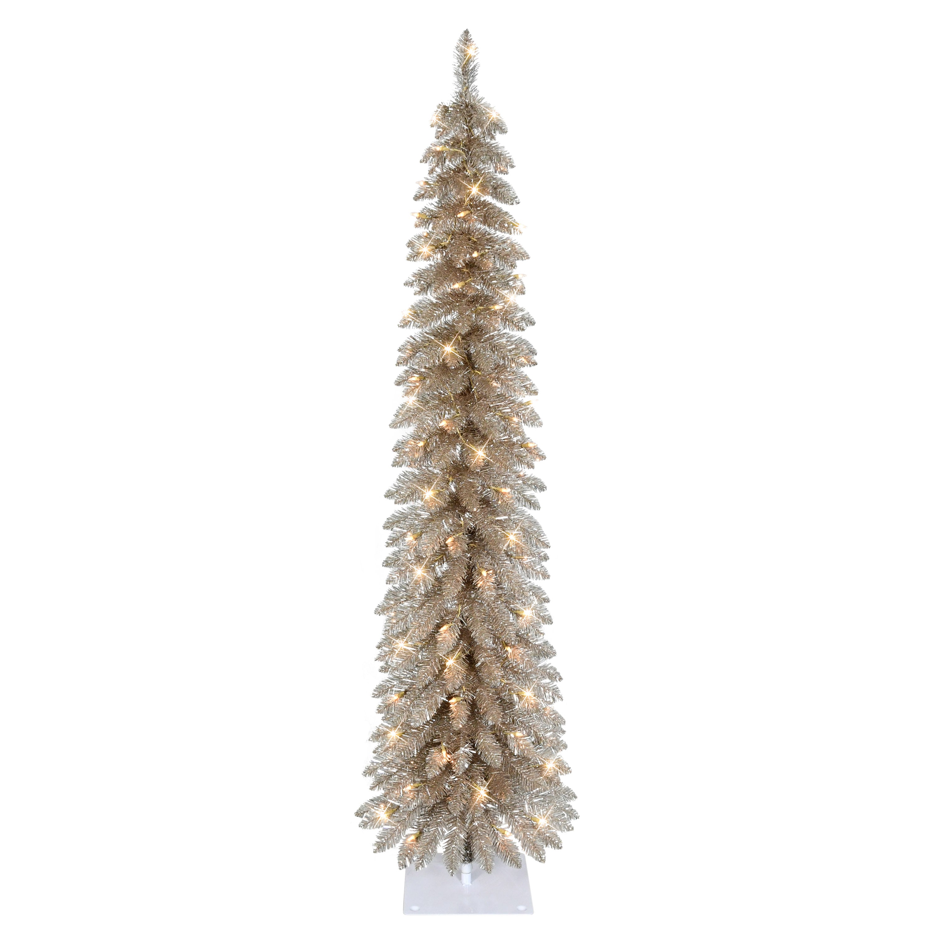 6' Pre-Lit Artificial Alpine Rose Gold Pencil Tree RG-01063-TP60C1A